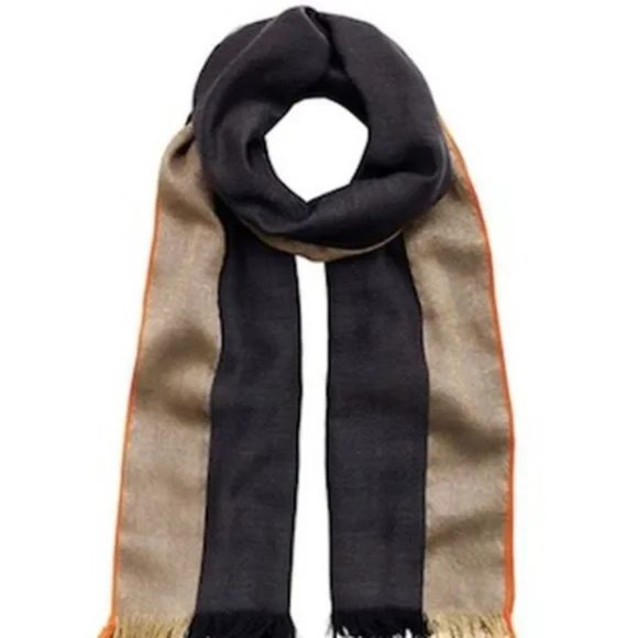 India Hicks Queen's Highway Scarf/Wrap - Graphite/Gold/Orange - Picture 1 of 6